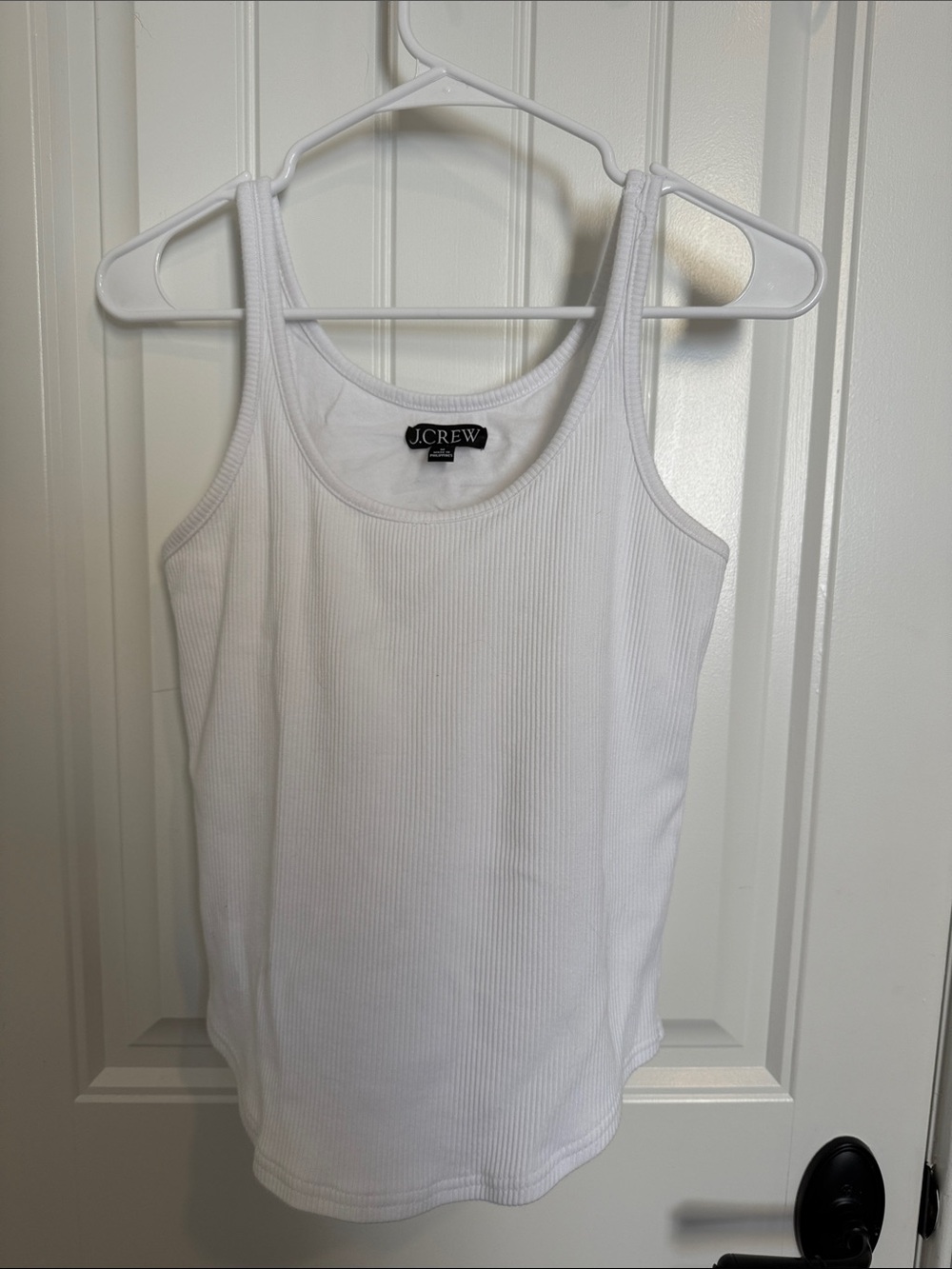 J. Crew White Ribbed Scoop Tank
